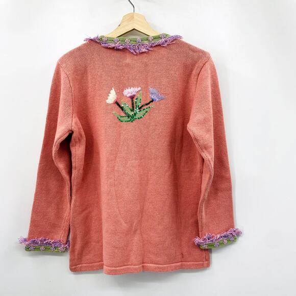 Vintage Storybook Knits pink Cardigan Sweater - Picture 4 of 4